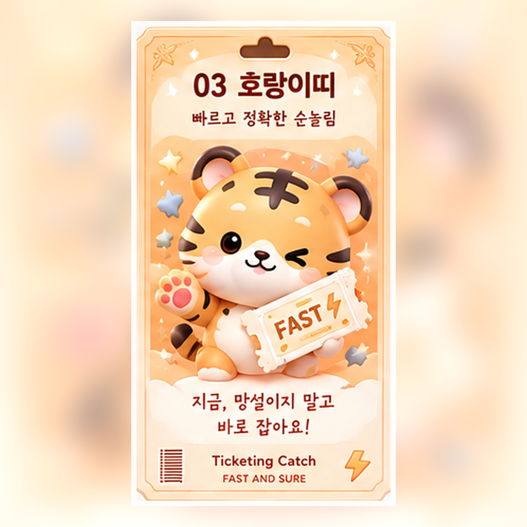 호랑이띠 티켓팅 부적 - 호랑이띠 콘서트 티켓팅 행운 무료 다운로드